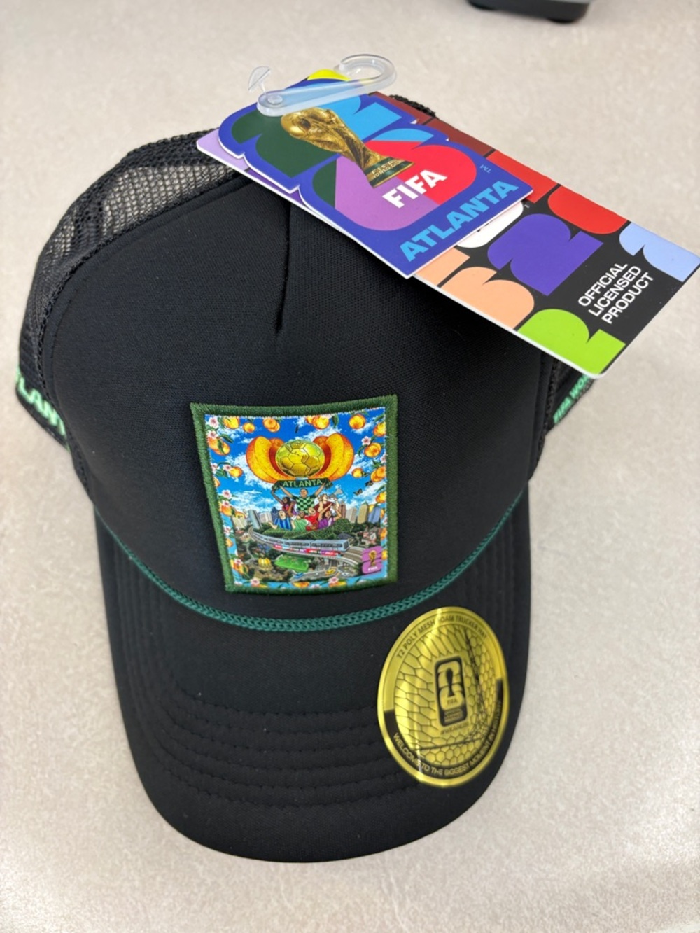 FIFA Atlanta Black Trucker Hat with Colorful Patch